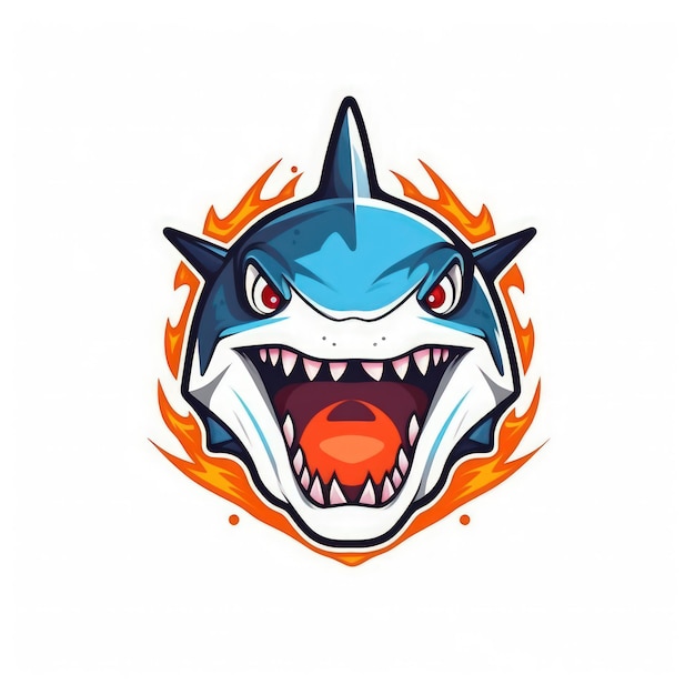 Fierce Shark Esports Logo auf weißem Hintergrund Generative KI