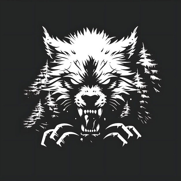 Fierce Wolverine Pack Insignia Logo com um Wolverine Ba Creative Logo Design Tattoo Outline