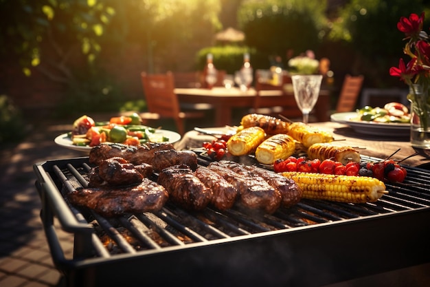 Fiesta de barbacoa bajo el sol de verano