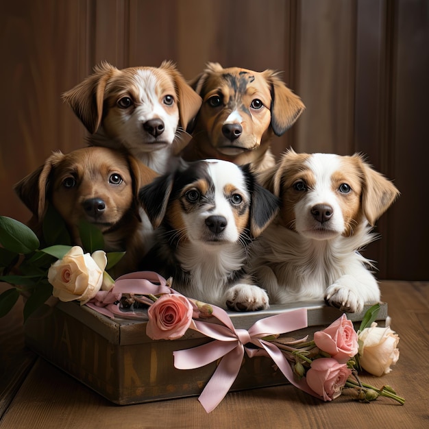 Fiesta de cachorros Cachorros adorables que celebran ocasiones especiales