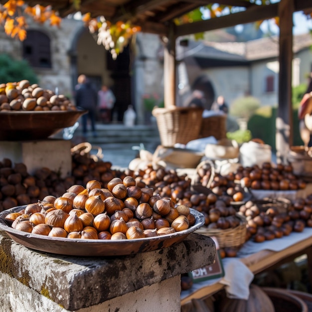 La fiesta de las castañas de otoño en Italia