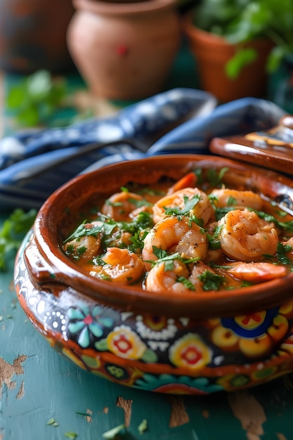 Fiesta de cerámica popular Camarones a la Diabla Encanto al estilo de los libros de cocina