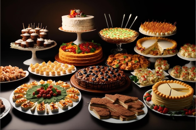 Fiesta de comida de catering de comida buffet Hecho por AIInteligencia artificial