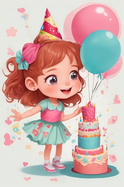 Fiesta de cumpleaños para niños con pastel dulce