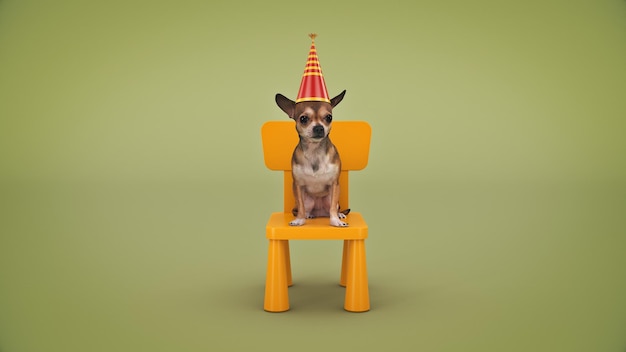 Fiesta de cumpleaños de perros. representación 3d