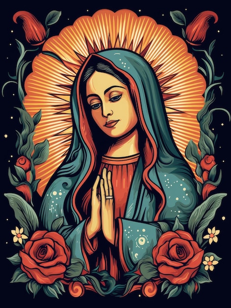 Fiesta de la virgen desenho AI gerado