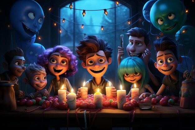 Fiesta de Halloween al estilo de Pixar Toon