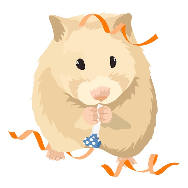 Fiesta de hámster png ilustración de mascota linda celebración de animales de compañía pegatina de fondo transparente