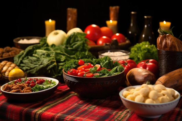 Foto fiesta de kwanzaa exhibida con una canasta tradicional africana