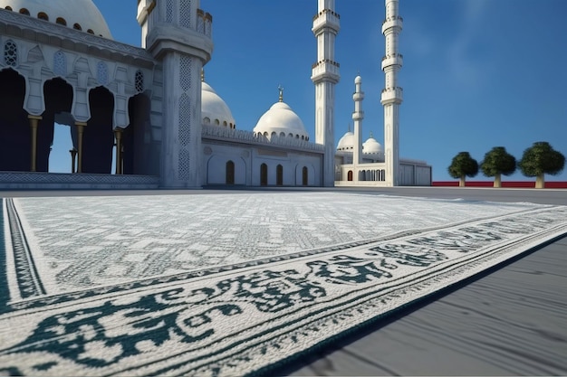 Fiesta musulmana Ramadán sajjada alfombra para rezar en el fondo de la mezquita AI generado