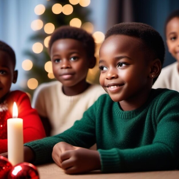 Foto fiesta de navidad con niños felices