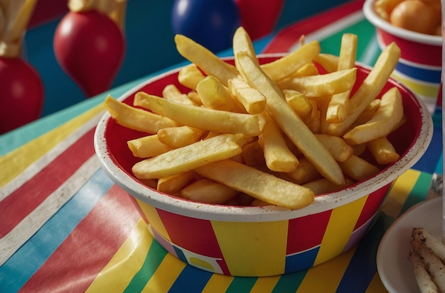 Foto la fiesta de los niños en el bar de papas fritas.