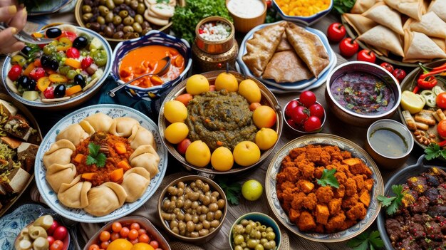 Foto una fiesta de oriente medio para el iftar del ramadán