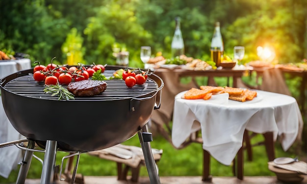 Fiesta de parrilla en verano