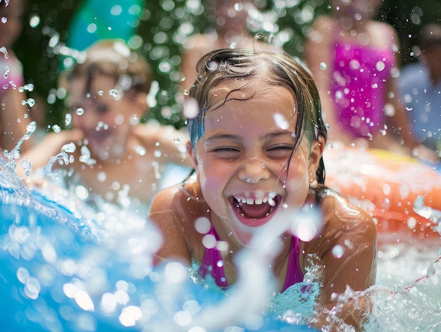 Fiesta en la piscina juegos divertidos y risitas celebraciones llamativas