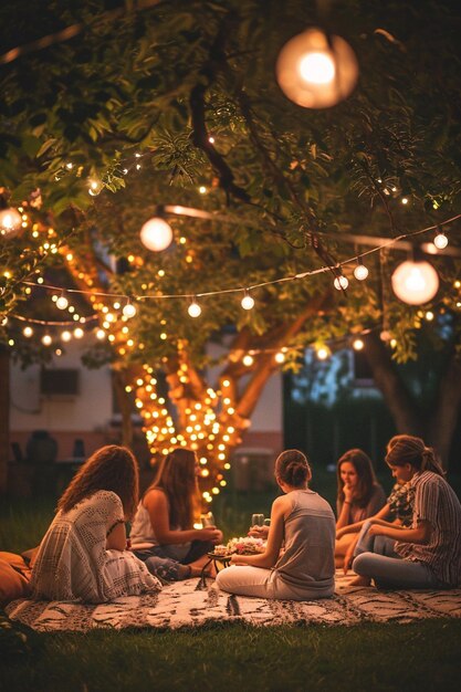 Foto fiesta sorpresa del día blanco en un patio trasero