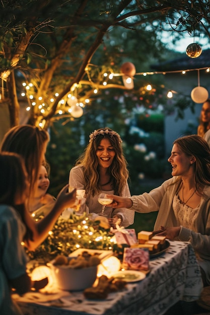 Foto fiesta sorpresa del día blanco en un patio trasero