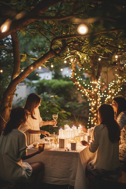 Foto fiesta sorpresa del día blanco en un patio trasero