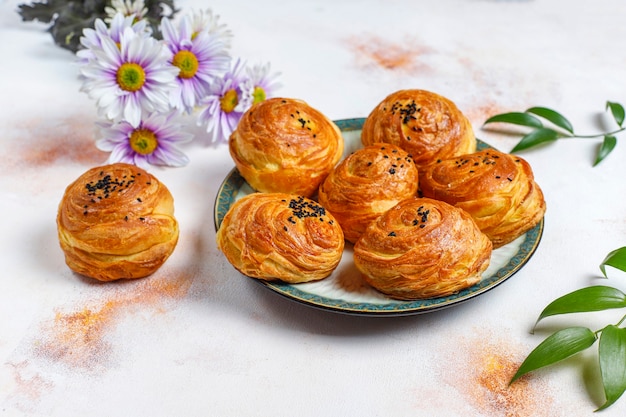 Fiesta tradicional de Azerbaiyán Novruz dulces qogals.