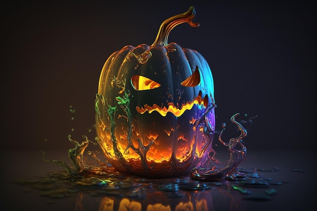 Fiesta tradicional de otoño del Día de Todos los Santos el 31 de octubre Calabaza de Halloween con velas El día de los fantasmas esqueletos cráneos el levantamiento de los muertos el alma