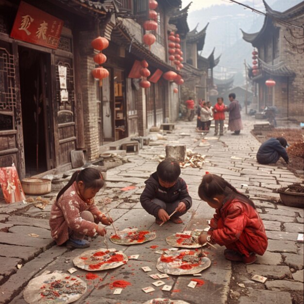 Foto fiestas de año nuevo en el corazón de china generaciones unidas