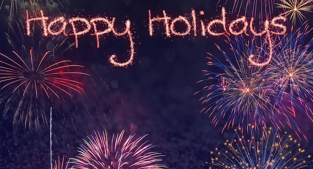 Fiestas felices, espectáculo de fuegos artificiales.