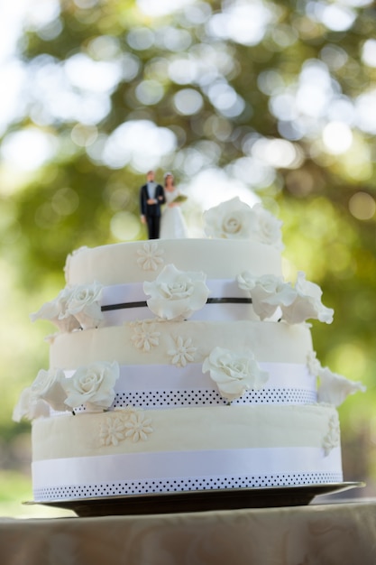 Figürchenpaare auf Hochzeitstorte am Park