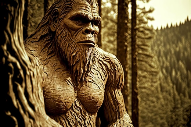 Figur eines mächtigen Waldmonsters mit Bigfoot und starken Armen