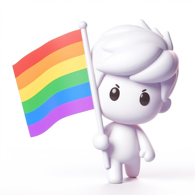 Figura 3d branca com a bandeira lgbt em fundo branco aceitação de todas as ia geradas