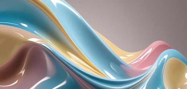 Figura abstrata de ondas de cromo pintadas em cores brilhantes