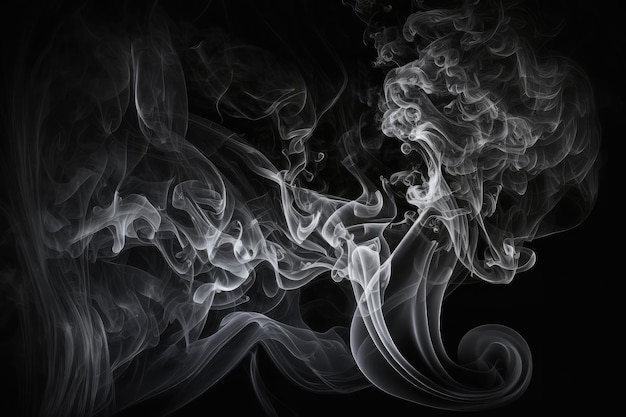 Figura abstrata gerada por IA de fumaça cinza em fundo preto