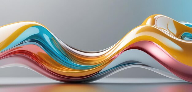 Figura abstrata ondas de fluxo de cromo pintadas em cores brilhantes