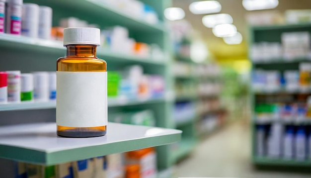 figura con botella de píldora fondo borroso etiqueta vacía conceptos de medicamentos para la salud anonimato i