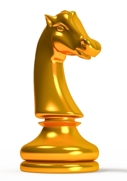 Figura de caballo dorado sobre un fondo blanco.