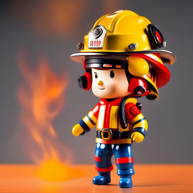 Foto la figura de chibi, un bombero lindo en 3d