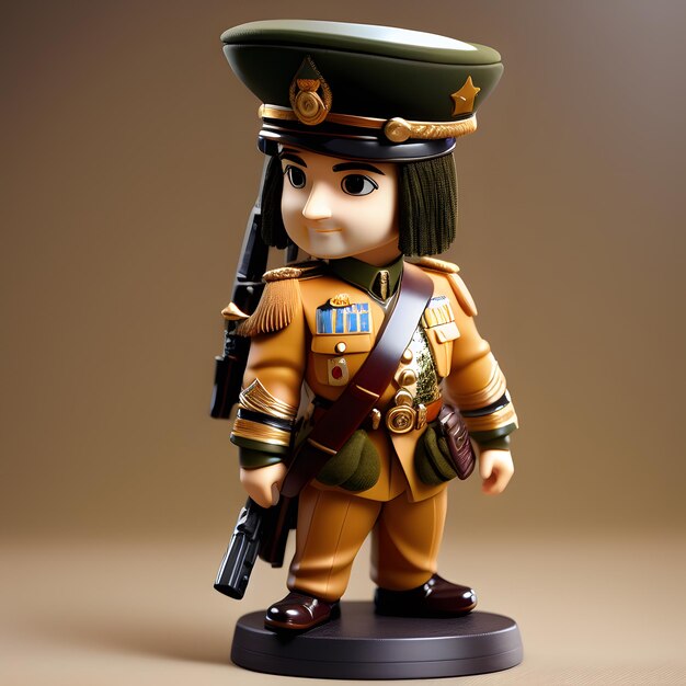 Una figura chibi militar linda en 3D