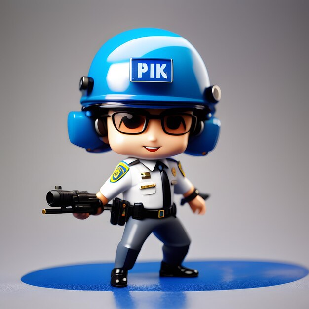 La figura chibi de la policía en 3D