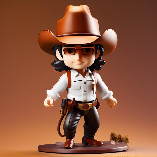 Foto una figura chibi de vaquero en 3d