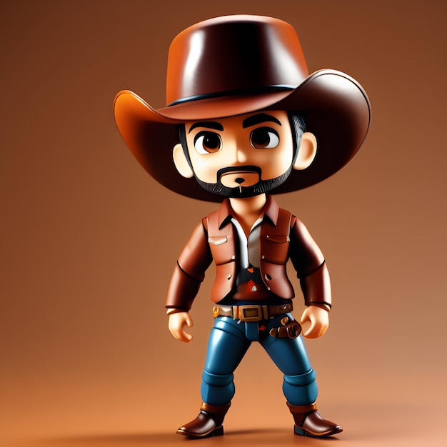 Foto una figura chibi de vaquero en 3d