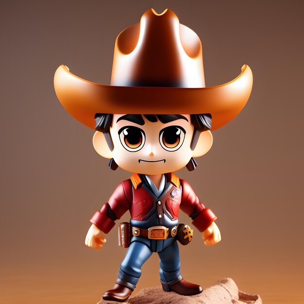 Foto una figura chibi de vaquero en 3d