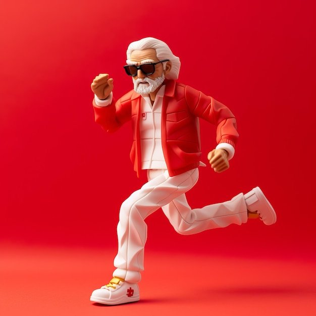 Figura de ação de Karl Lagerfeld com casaco vermelho estilo de sincronização de alta velocidade