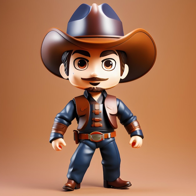 Foto figura de chibi cowboy bonito em 3d