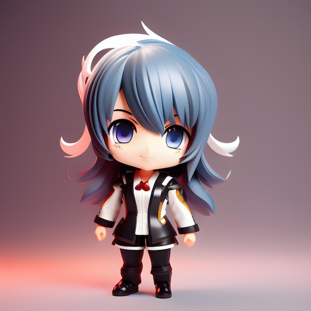 Figura de chibi de anime bonito em 3D