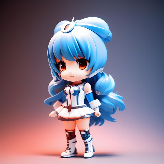 Figura de chibi de anime bonito em 3D