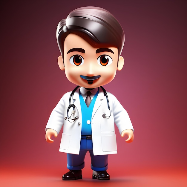 Figura de chibi doutor bonito em 3D