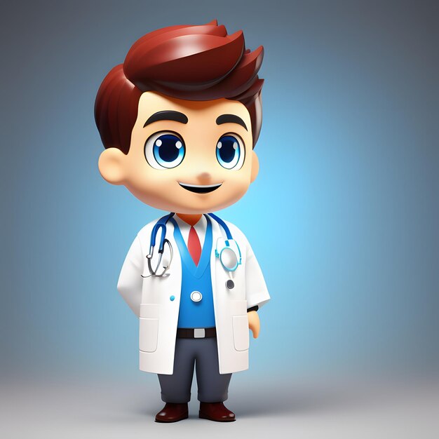 Figura de chibi doutor bonito em 3D