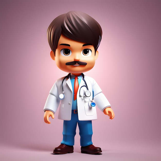 Figura de chibi doutor bonito em 3D