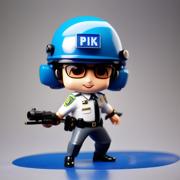 Figura de chibi policial bonito em 3D