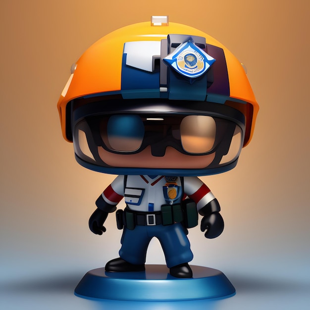 Figura de chibi policial bonito em 3D