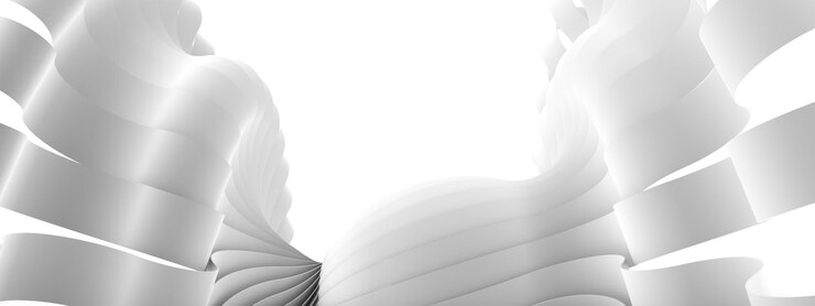 Foto figura de cor branca monocromática abstrata arquitetônica de fitas. renderização 3d, ilustração 3d.